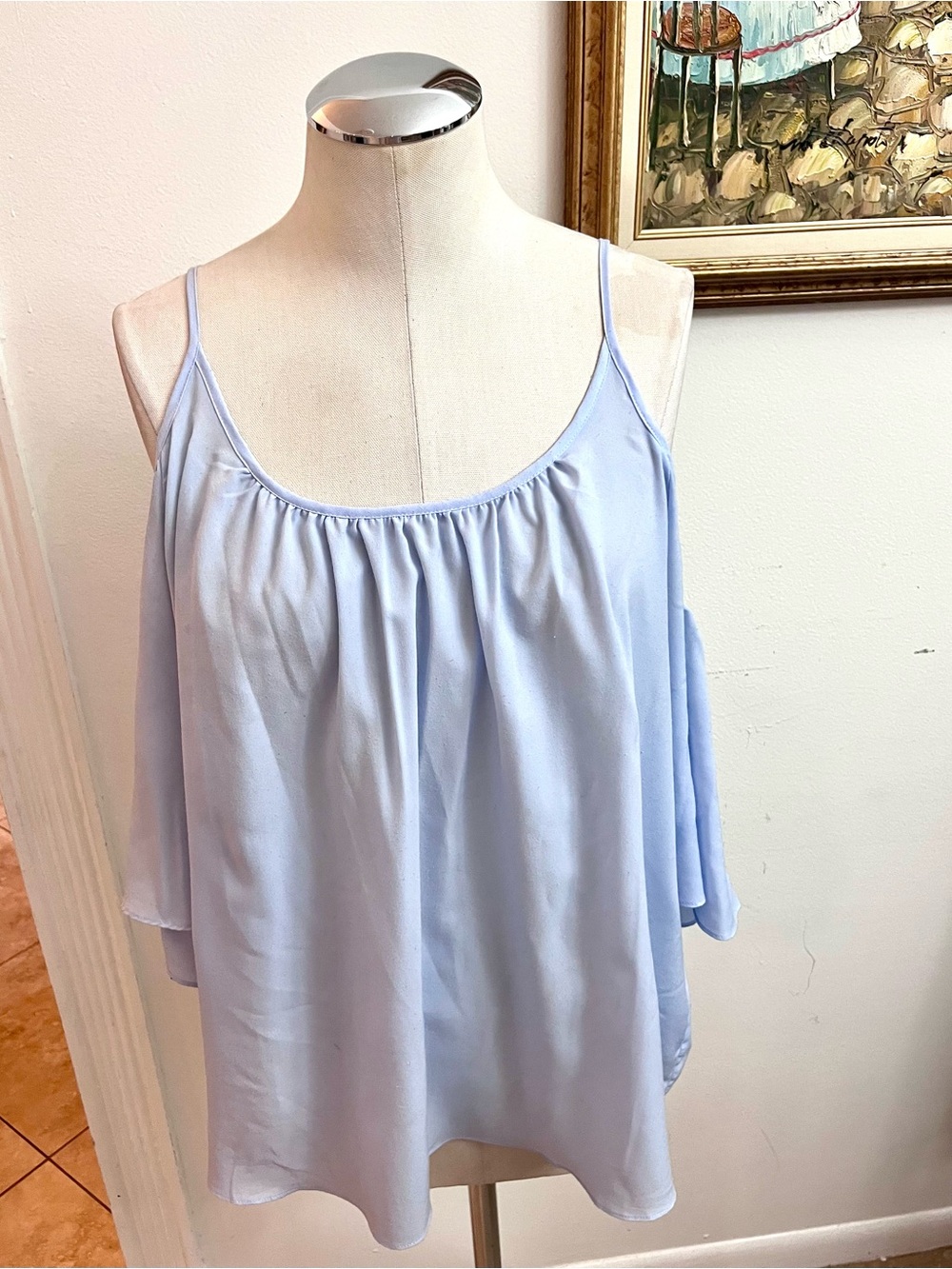 French Connection Light Blue Cold-Shoulder Camisole